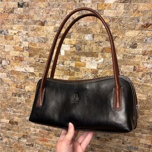 Vera Pelle Black and Brown Leather Shoulder Bag